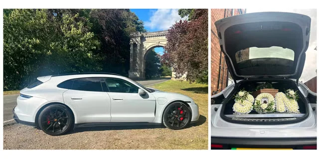 Пожелание фаната Porsche исполнили: последний путь на катафалке Taycan Sport Turismo