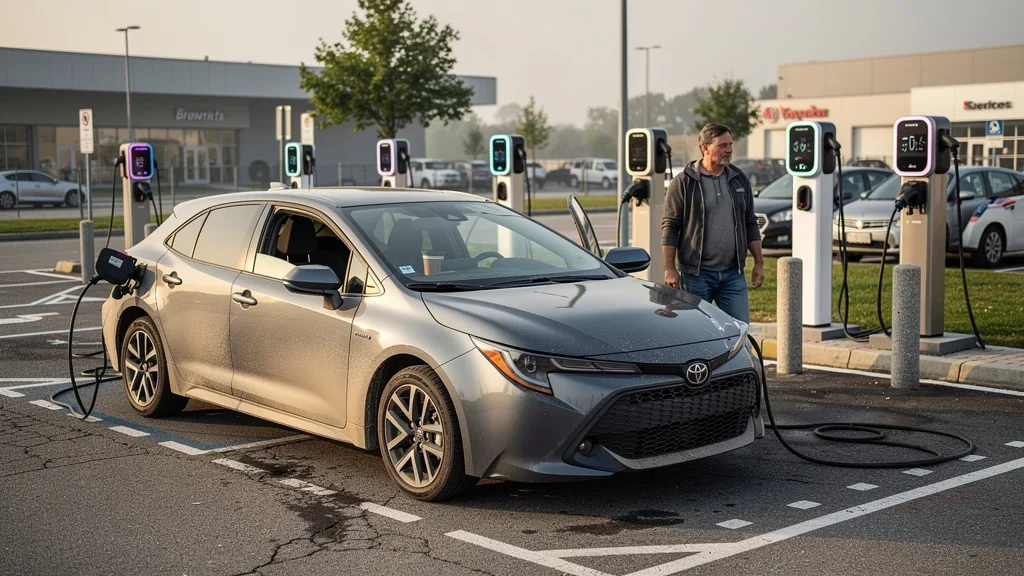 Тестирование пяти общественных зарядных станций за один день на примере Toyota Corolla